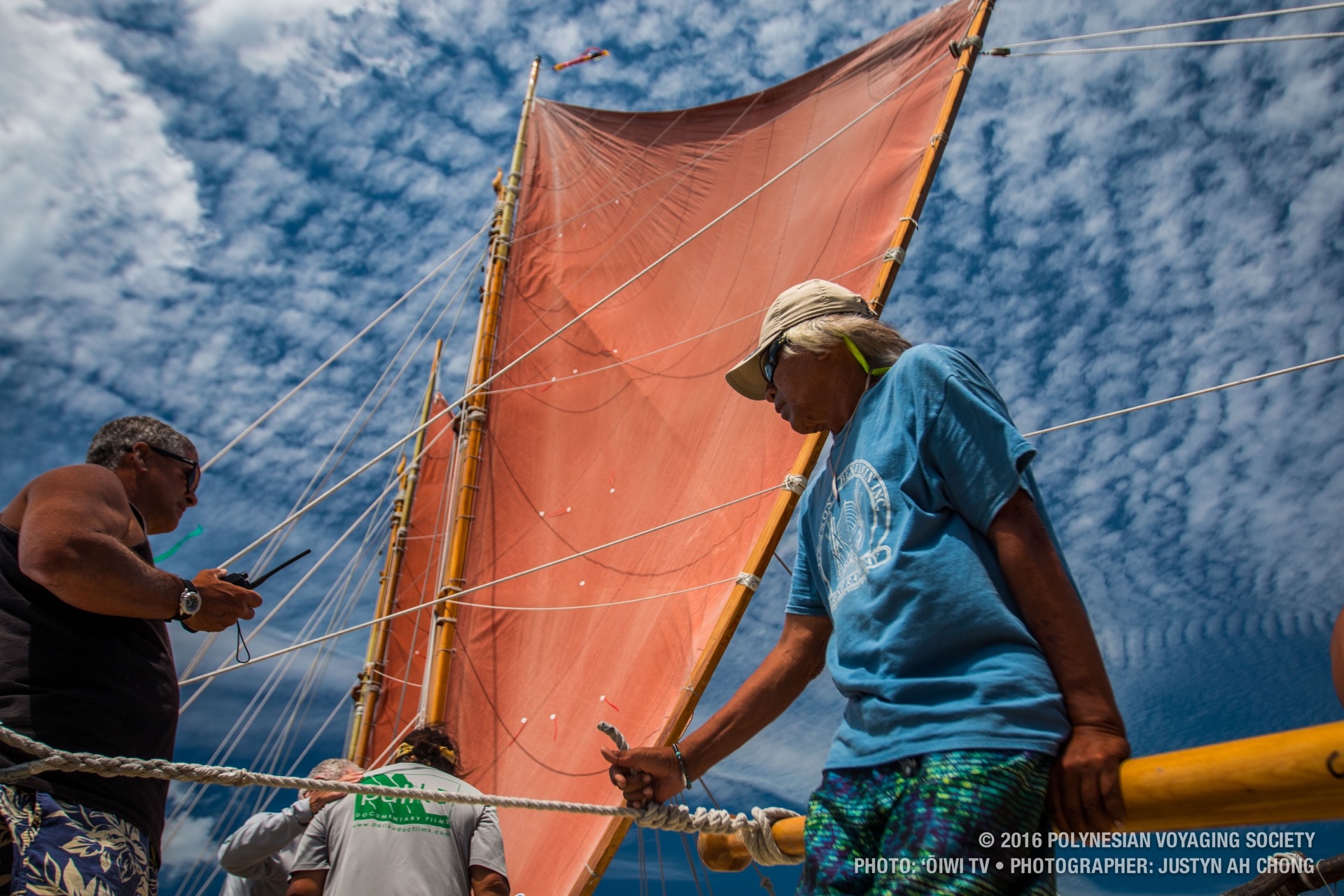 Uncle Snake on the steering sweep under full sail.