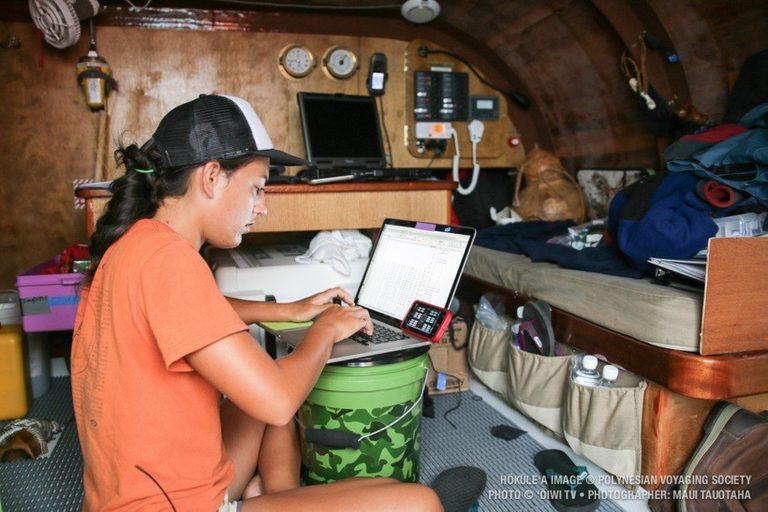 Lehua Kamalu crunching numbers on Hikianalia's electrical system.