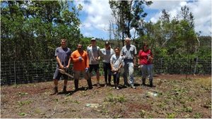 Volunteers alongside conservationists after a day of work clearing this section of land PC: Hye Jung Kim.