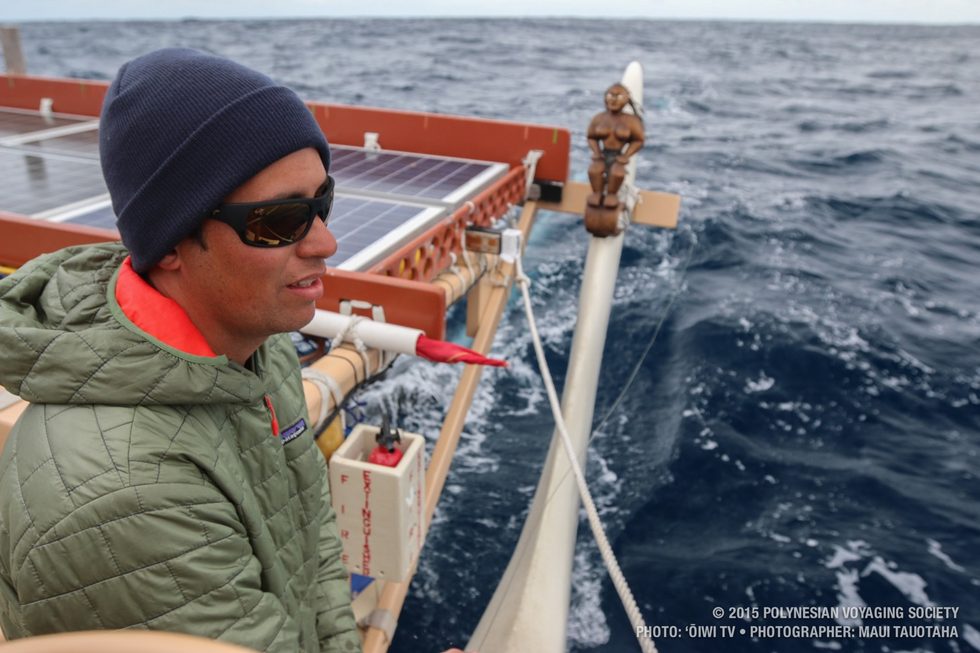 Kaleo pulling in a fishing line. Had a bite, but….