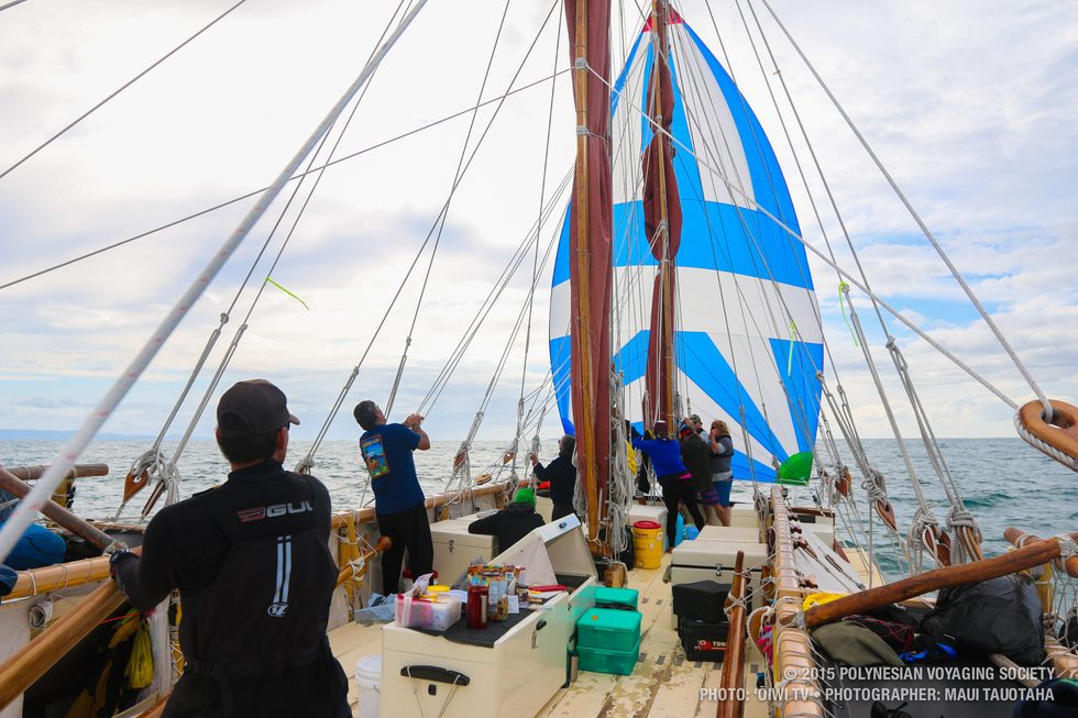 Flying the spinnaker as the wind gets calmer throughout the morning.