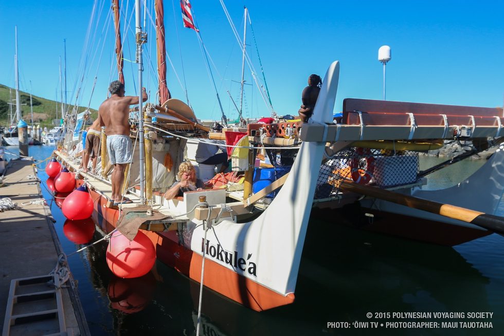 Hōkūleʻa docked at Coffs Harbour, Australia.