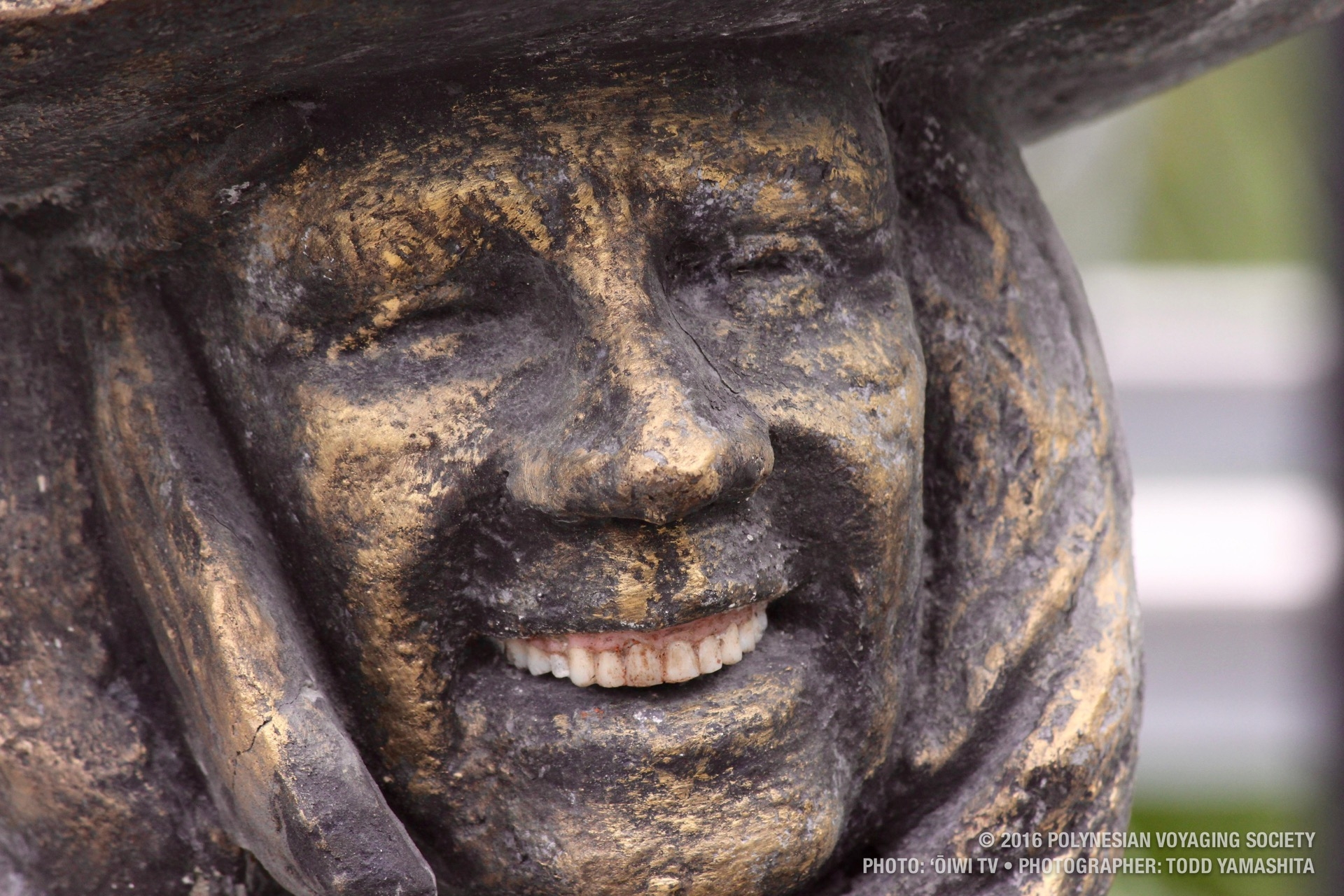 A sculpture is brought to life with donated dentures.