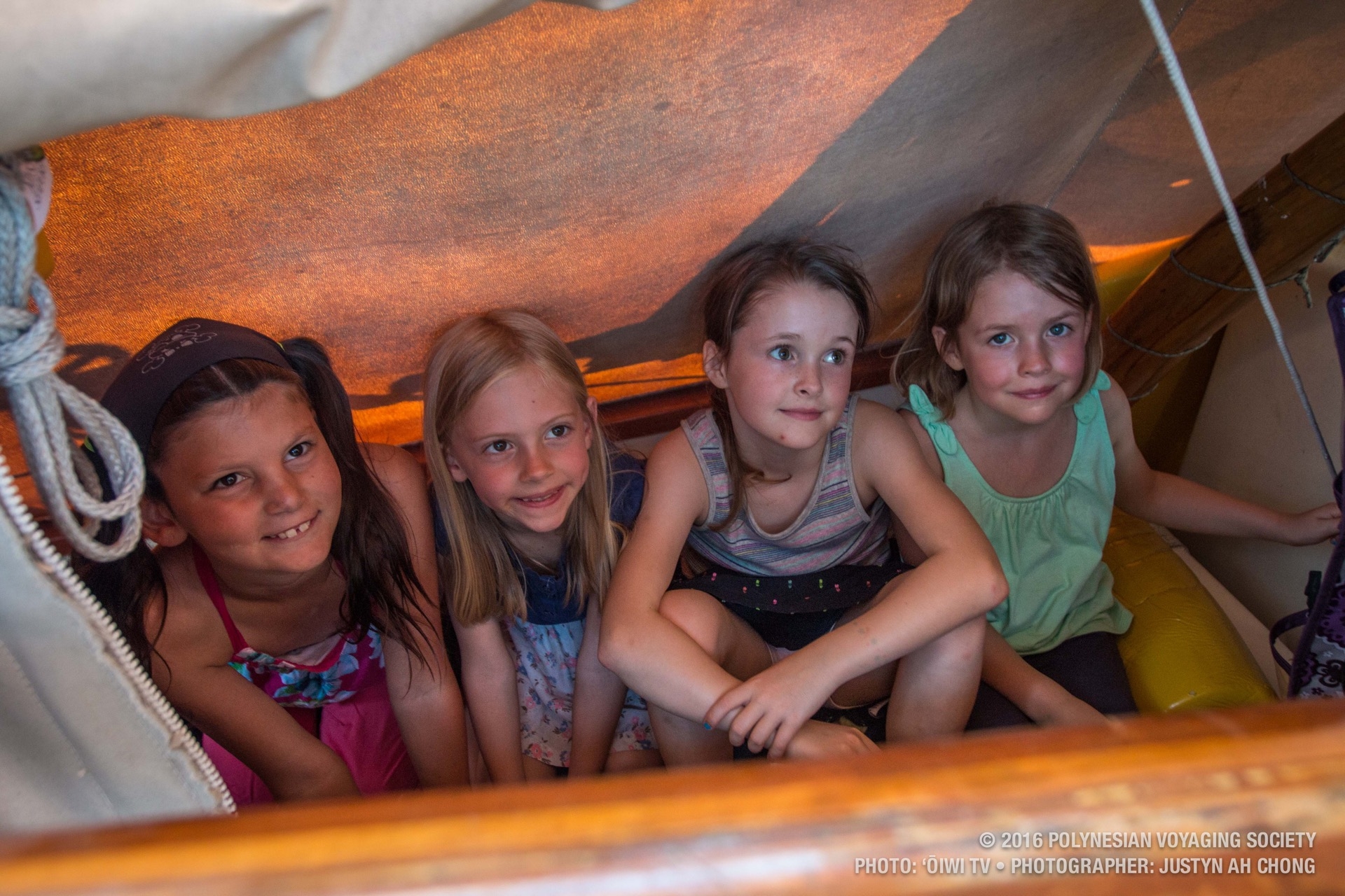 Children in Martha's Vineyard get a feel for bunk life on board Hōkūleʻa.