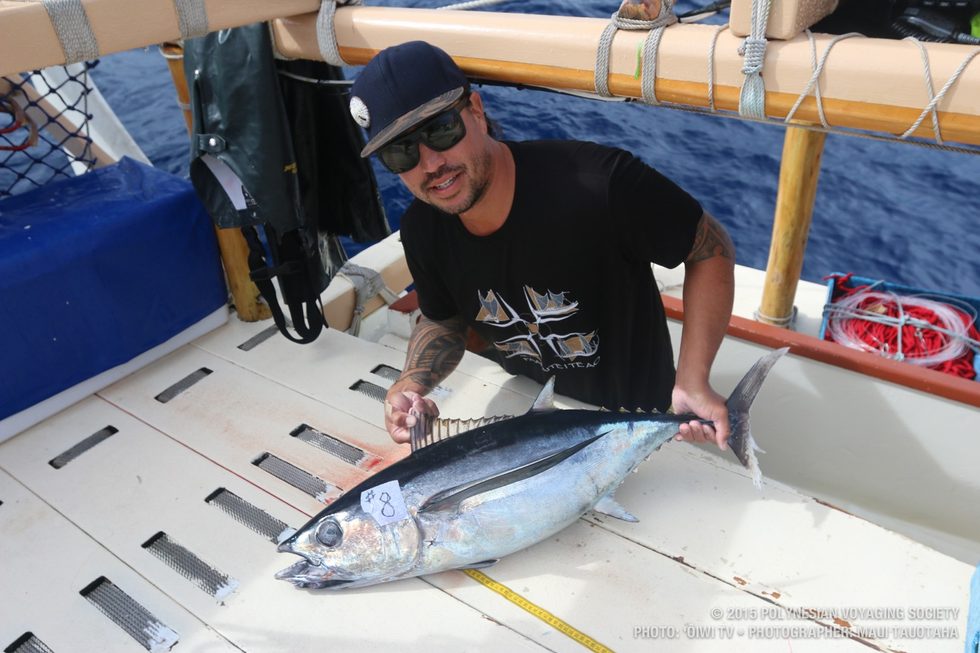 Kai with the beautiful Ahi we caught today.
