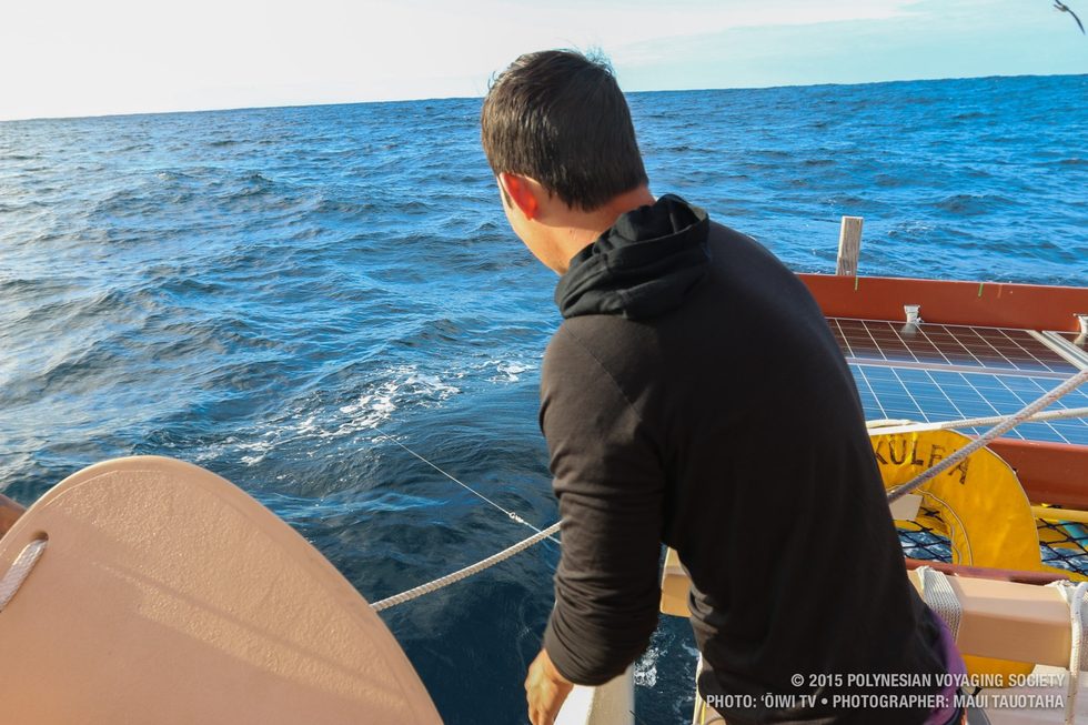 Kaleo pulling our first catch of the voyage.