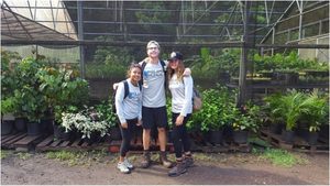 Irie, Baylee, and Kailee in the morning before the hike. This is the nursery where the conservationists grow all the native species to be outplanted in the ridge. PC: Hye Jung Kim.