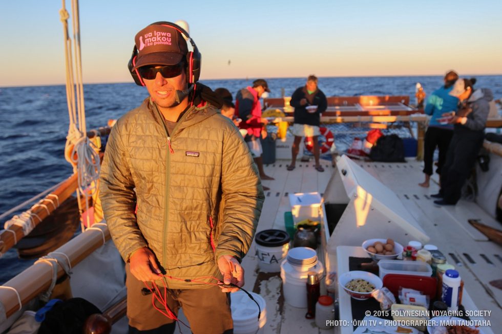 Navigator Kaleo Wong preparing for his daily navigation report.