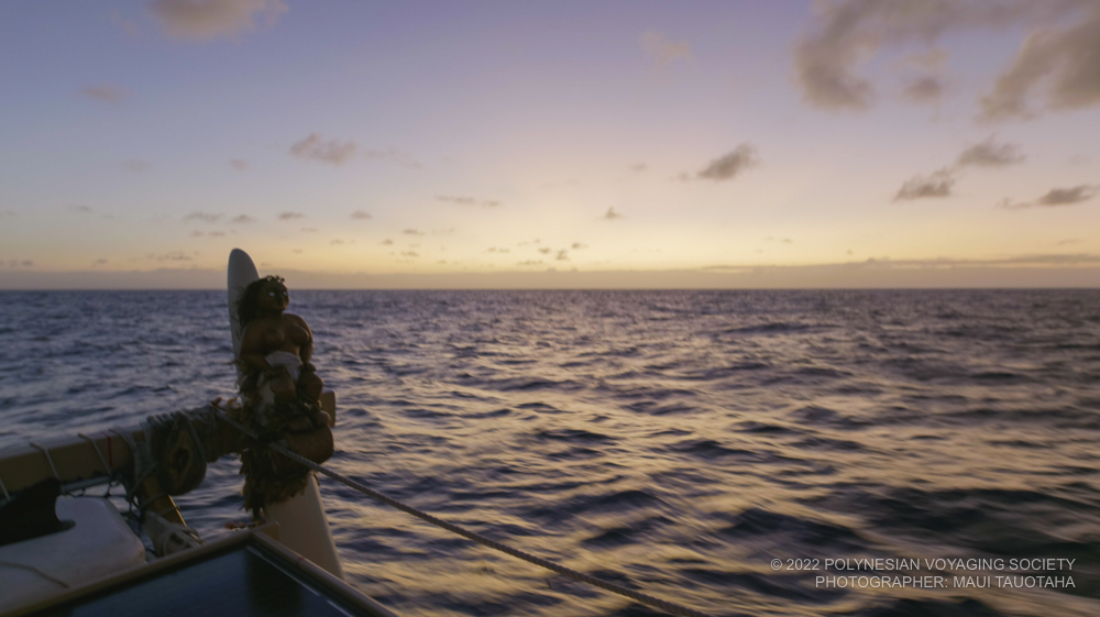 Canoes cross the Equator marking the halfway point of the voyage